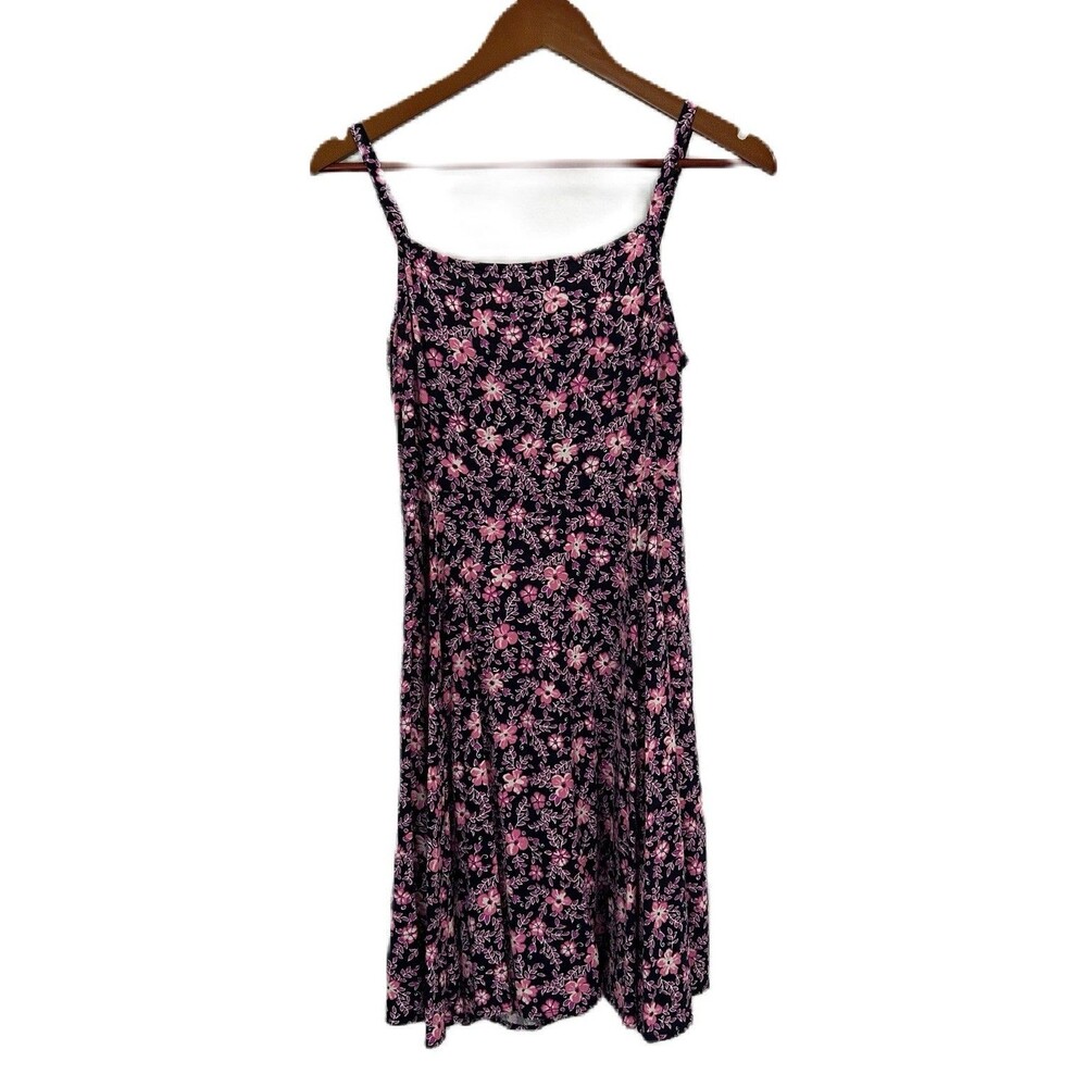 Gap Sundress Women M Navy Pink Floral Smocking Mini Beach Preppy Fairy Cottage